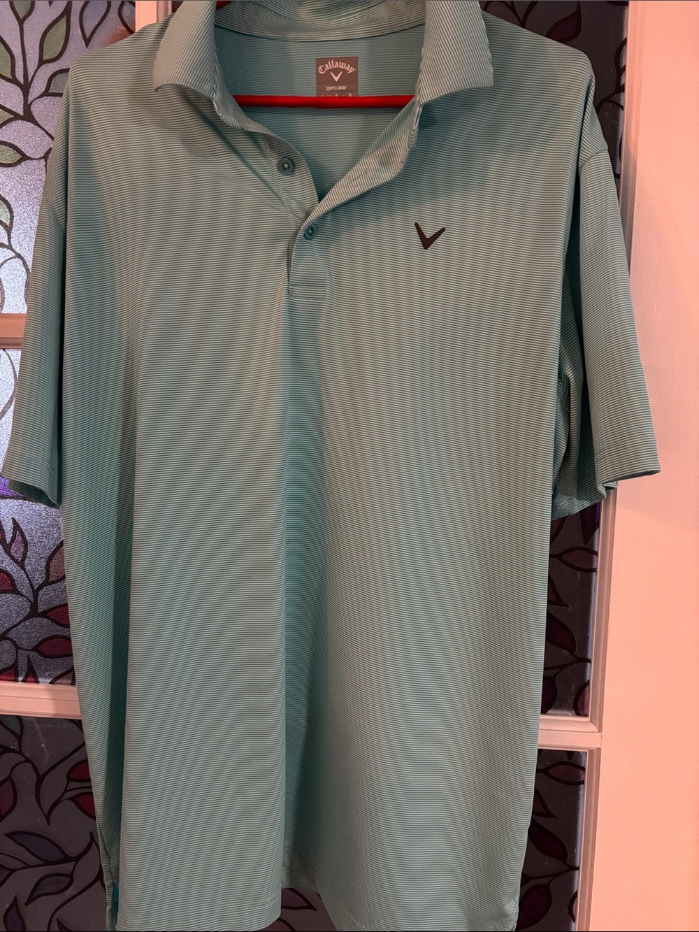 Callaway Men's Light Aqua Green Striped Performance Polo